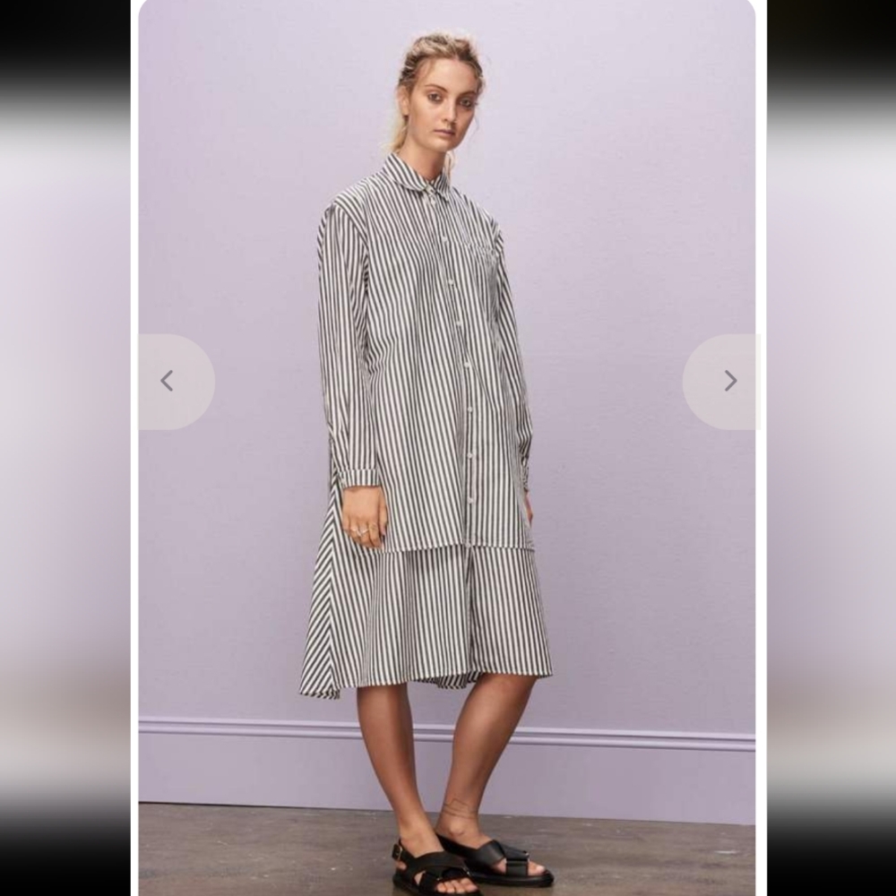 Kowtow Black & White Stripe Organic Cotton Shirt Dress XS